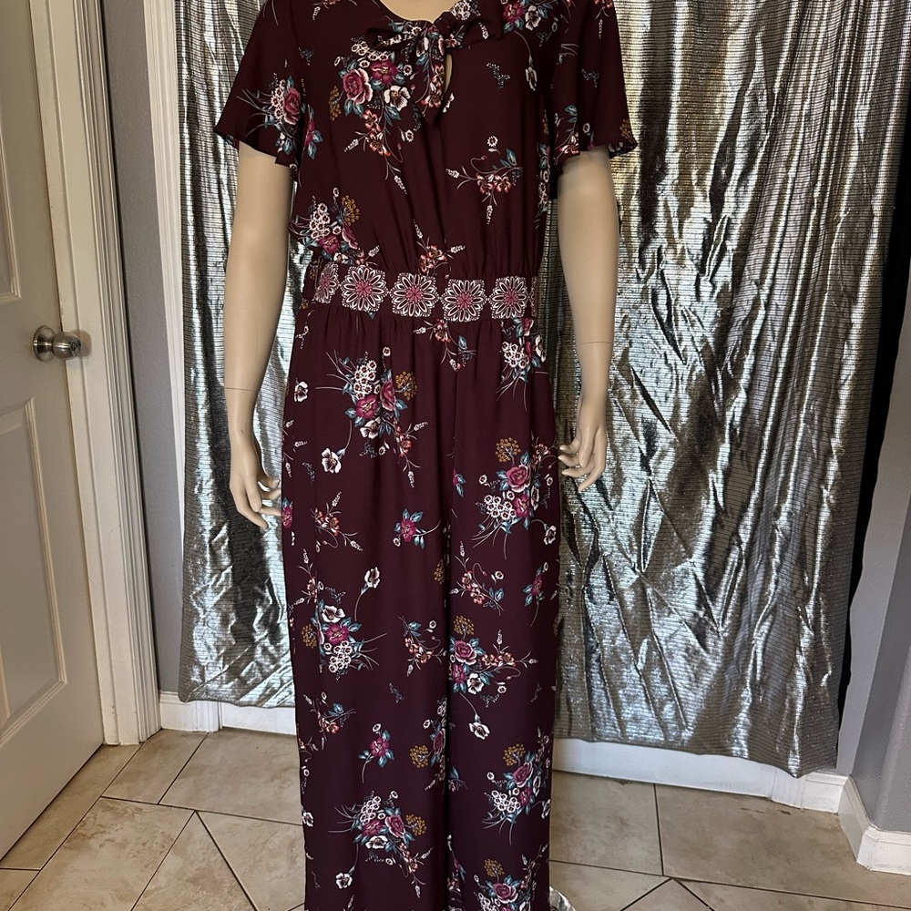 Floral Burgundy Jumpsuit